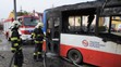 Požár autobusu v pražských Kyjích