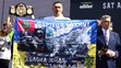 Oleksandr Usyk s ukrajinskou vlajkou