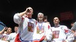 Jaromír Jágr a Petr Vampola při oslavách zlata v roce 2010