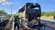 Požár autobusu na pražském okruhu