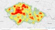 Mapa aktivity klíšťat na území České republiky - Lymeská borelióza