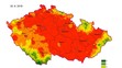 Mapa míry ohrožení půdním suchem.