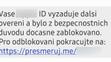 Podvodná SMS o zablokování účtu