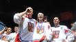 Jaromír Jágr a Petr Vampola při oslavách zlata v roce 2010