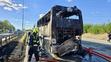 Požár autobusu na pražském okruhu