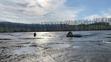 záchrana muže uvízlého v bahně vypuštěného Všepadelského rybníka - 1