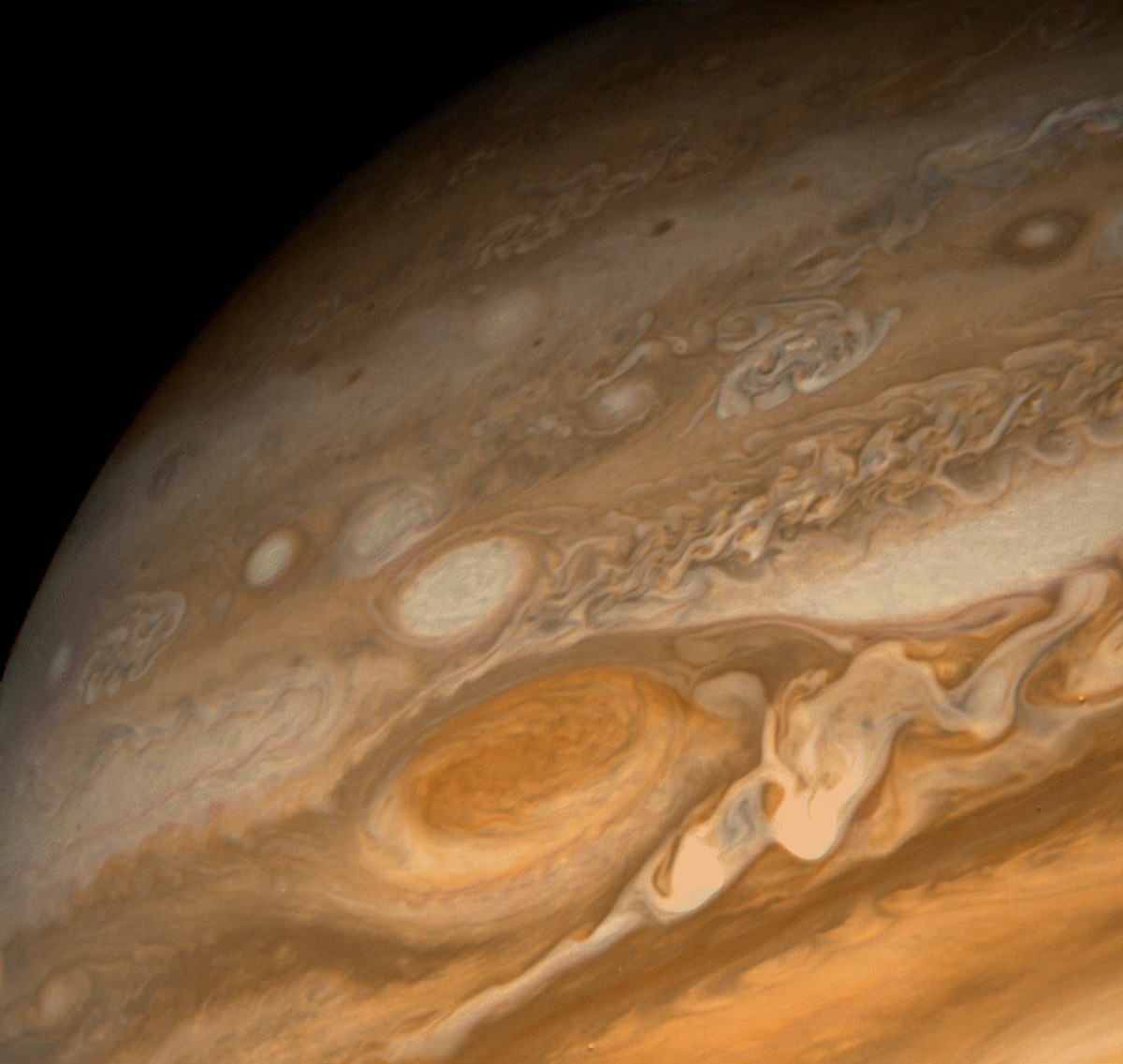 The storm in Jupiter’s giant red spot is accelerating.  Astronomers do not understand why