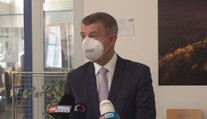 Tisková konference Andreje Babiše před odletem do Bruselu