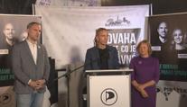 Tisková konference Pirátů při sčítání volebních výsledků ke komunálním a senátním volbám