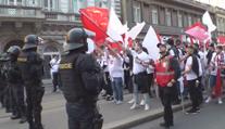 Průvod slávistů byl dlouhý stovky metrů. Policie přichystala nadstandardní bezpečnostní opatření