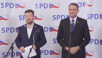 Tisková konference hnutí SPD při sčítání volebních výsledků ke komunálním a senátním volbám