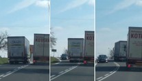 Šílený manévr kamionu. Řidiči dupali na brzdy v obou směrech