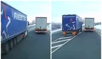 Kamioňák předjížděl na plné čáře, autobus uhnul na poslední chvíli!