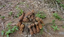Hledač kovů vyskládal funkční miny k pařezu! Bylo v nich 13 kilo trhaviny