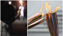 VIDEO: Japonka se snažila uhasit olympijský oheň vodní pistolkou