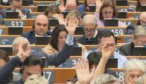 Den Evropy v europarlamentu. Návštěvníci si mohli zkusit hlasovat jako europoslanci