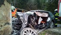 U Dolního Dvořiště narazilo auto do stromu. Mladý řidič nehodu nepřežil
