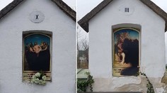Křížovou cestu na hřbitově poničili vandalové! Malby zastříkali sprejem