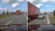 Řidička nebezpečně předjížděla! Muže to mohlo stát život. VIDEO!