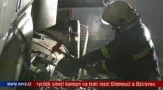 VIDEO: Rychlík smetl kamion na trati mezi Olomoucí a Ostravou