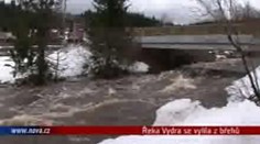 Řeka Vydra se vylila z břehů