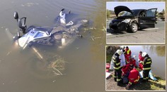 Motorkář po něhodě skončil v rybníku! Museli ho uměle uspat