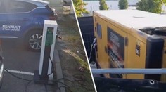 Tak se v Česku prezentují elektromobily. Napájela je benzínová elektrocentrála