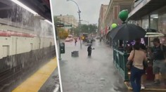 Tropická bouře Elsa: Silné deště zaplavily stanici metra v New Yorku