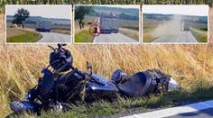 VIDEO: Kamion vytlačil motorkáře a ujel! Nehodu řeší policie