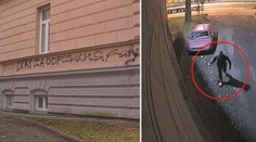VIDEO: Sprejer čmáral na budovu policie. To nemohlo skončit jinak