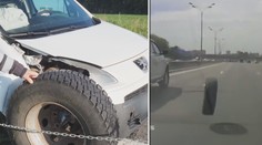 Náklaďáku za jízdy upadlo kolo, narazilo do auta v protisměru!