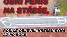 Obří penis na střeše, rodiče objevili kresbu syna až po roce
