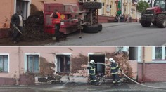 Traktorista nezvládl zatáčku a vyklopil hnůj do obývacího pokoje
