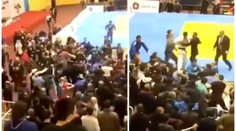 Šílené záběry! Na turnaji v judu se strhla hromadná rvačka fanoušků