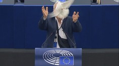 Politik, nebo kouzelník? Slovenský europoslanec vypustil při jednání holubici z obleku