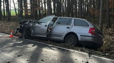Těžká nehoda u Domažlic. Po srážce s náklaďákem je zraněná žena a dvě děti