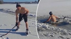 Střelená inspirace z Ruska! Hokejový rozhodčí skočil do rybníka v bruslích