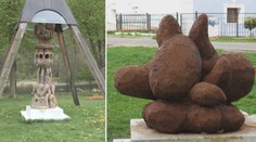 Umělec nahradil původní sochu obřím lejnem z polystyrenu kvůli dětem