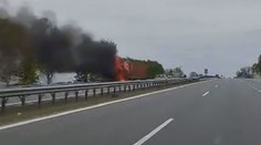 Na dálnici D1 hořel kamion. Zasahovat musely všechny záchranné složky