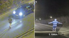 VIDEO: Strážníci chytali muže bez kalhot! Skákal před jedoucí auta