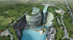 Hotel v podzemí? V Číně roste luxusní sídlo v bývalém lomu!
