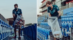 Jezdec Vettel potěšil, po závodě sbíral odpadky po fanoušcích
