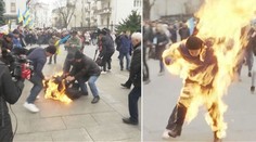 Muž se na protest zapálil před úřadem ukrajinského prezidenta