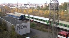 Vykolejil rychlík v Praze-Vršovicích. FOTO