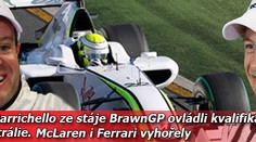 F1: Hamiltona zradila převodovka, vyhořelo i Ferrari. Triumf slaví BrawnGP