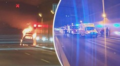 Šlehající plameny a hustý dým! Hořící auto zablokovalo tunel Blanka