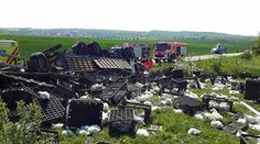 U Mikulovic se převrátil kamion! Vyprošťovali muže, všude létalo peří