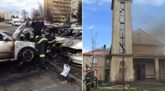 Fotky zkázy: Silný vítr rozdmýchal plameny, shořel kostel i auta!