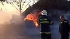 Na Olomoucku shořel stoh slámy
