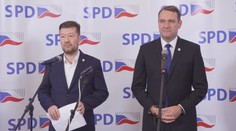 Tisková konference hnutí SPD při sčítání volebních výsledků ke komunálním a senátním volbám
